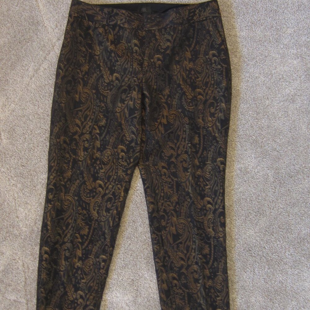 Banana Republic Gold and Black Metallic Floral Paisley Pants Size 6